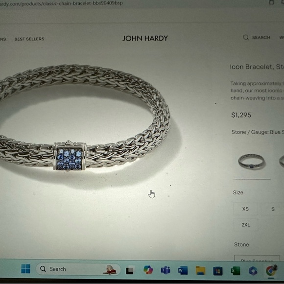 John Hardy Classic Chain Bracelet with Blue Sapphires, 7.5mm, size M - Picture 6 of 8